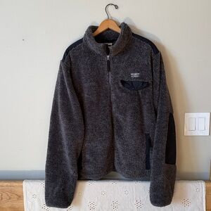 LL BEAN Women's Hi-Pile Fleece Full-Zip Jacket Gray & Black Size XL